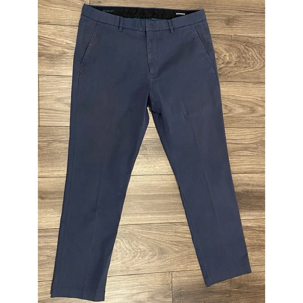 Bonobos‎ Golf Monday Pants Men's Size 36 Slim Navy With Dark Blue Pinstripes